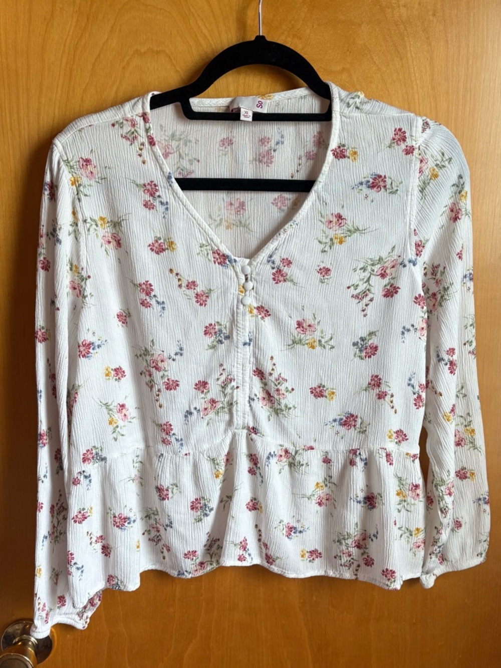 XL Floral Peplum Blouse Women’s Long Sleeve Lightweight Cottagecore Top